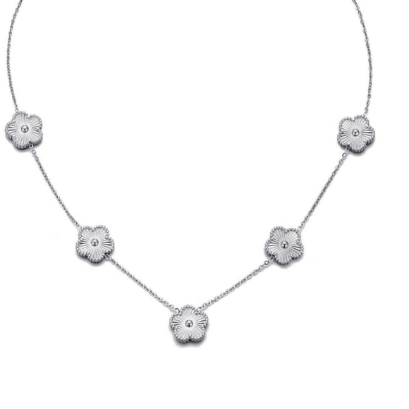 Adornia Tarnish Resistant Silver Tone 5-Leaf Clover Station Necklace NWOT - Picture 8 of 8